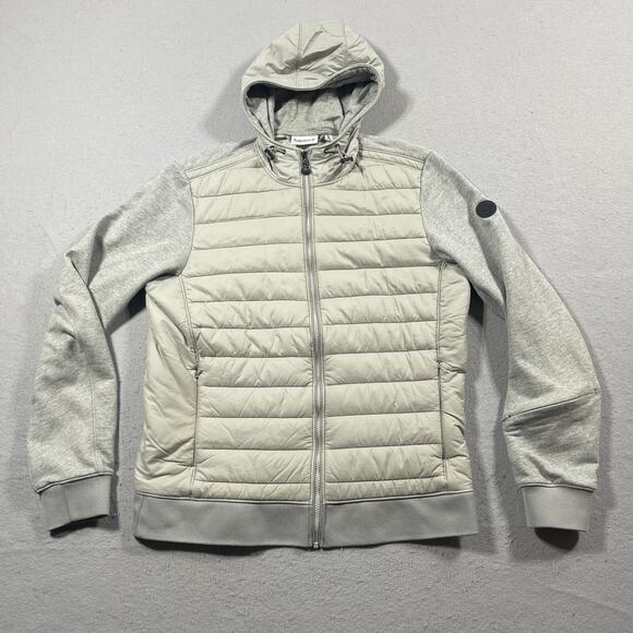 Timberland Puffer‎ Jacket Men Large Quilted Hooded Full Zip Gray Gorp - Picture 1 of 9